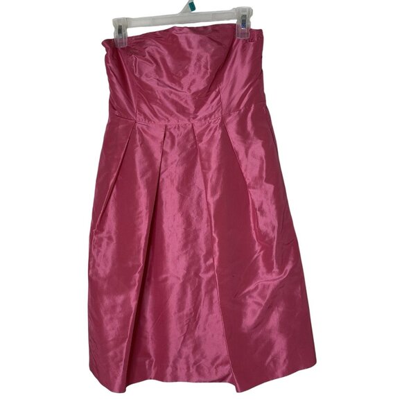 J.Crew‎ Silk Strapless Dress 8P Barbie Pink Pockets - Picture 1 of 7